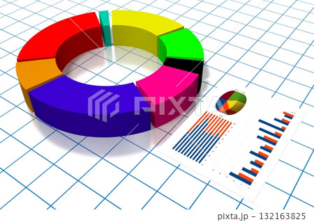 3D business chart illustration, grid in background 132163825