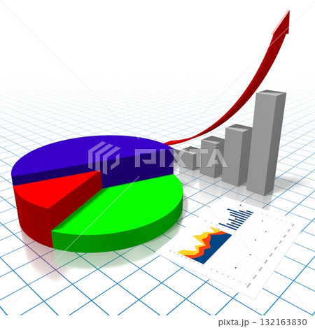 3D business chart illustration, grid in background 132163830