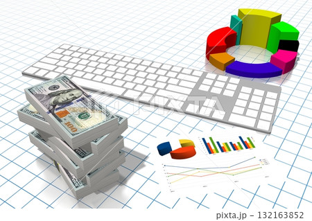 3D business chart illustration, grid in background 3D business chart illustration, grid in background 132163852