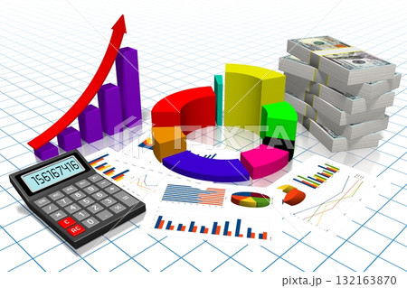 3D business chart illustration, grid in background 132163870
