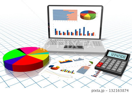3D business chart illustration, grid in background 132163874