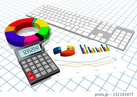 3D business chart illustration, grid in background 132163877