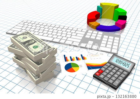 3D business chart illustration, grid in background 132163880