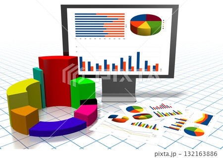 3D business chart illustration, grid in background 3D business chart illustration, grid in background 132163886
