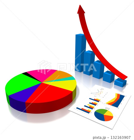 3D business chart illustration, white background 3D business chart illustration, white background 132163907