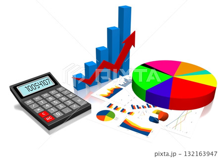 3D business chart illustration, white background 3D business chart illustration, white background 132163947