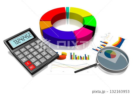 3D business chart illustration, white background 132163953