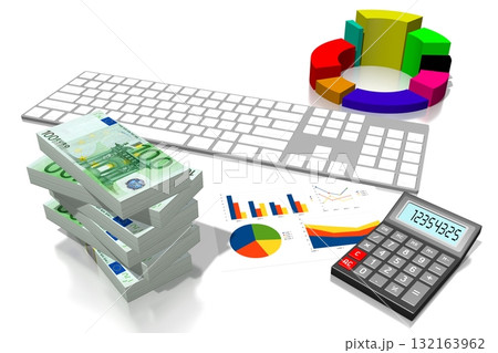 3D business chart illustration, white background 132163962