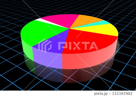 Colorful pie chart isolated on black background 132163982