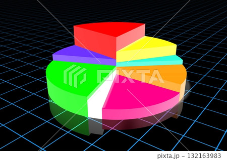 Colorful pie chart isolated on black background 132163983