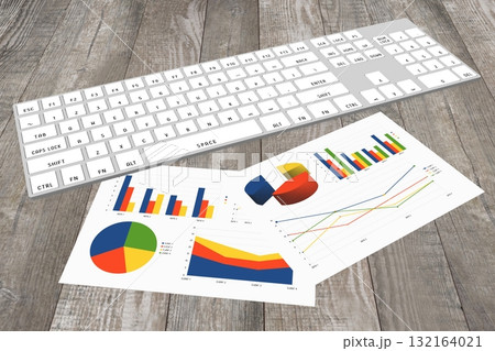 3D business charts illustration, wood in background 3D business charts illustration, wood in background 132164021