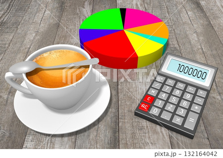 3D business chart illustration, wood in background 132164042