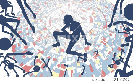 円に集まるシルエット達 円に集まるシルエット達 132164207