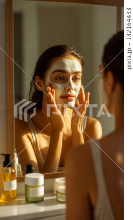 スキンケアをする女性 132164433