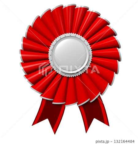 Red round badge with ribbon - award concept 132164484