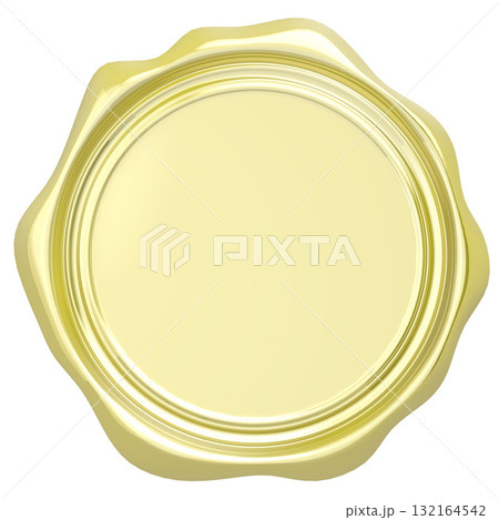 Golden wax seal isolated on white background 132164542