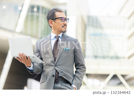 パソコンを操作するシニア男性 132164642