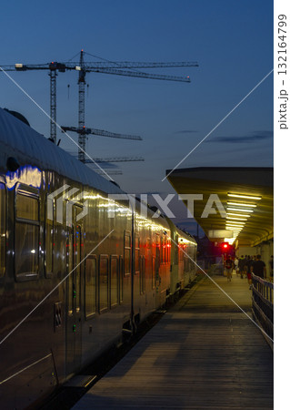 Train waiting at Nadrazni station in Prague at dusk Train waiting at Nadrazni station in Prague at dusk 132164799