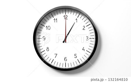 Time at 1 o clock - classic analog clock on white background - 3D illustration Time at 1 o clock - classic analog clock on white background - 3D illustration 132164810