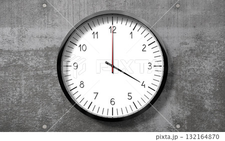 Time at 4 o clock - classic analog clock on rough concrete wall - 3D illustration Time at 4 o clock - classic analog clock on rough concrete wall - 3D illustration 132164870