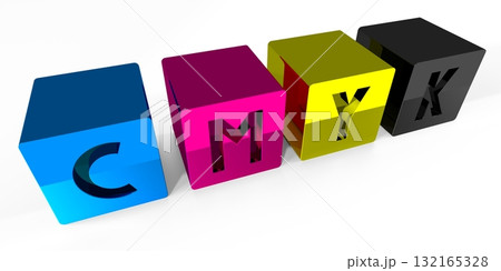 3D CMYK cubes on white background 132165328