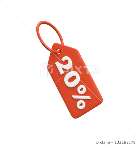 3D red price tag with 20 percent discount, symbol of sale, promotion or special offers 132165579