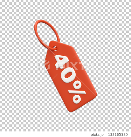 3D red price tag with 40 percent discount, symbol of sale, promotion or special offers 3D red price tag with 40 percent discount, symbol of sale, promotion or special offers 132165580