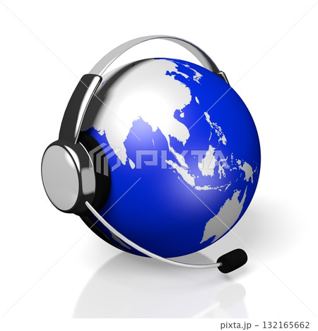 World map with headset - customer support concept 132165662