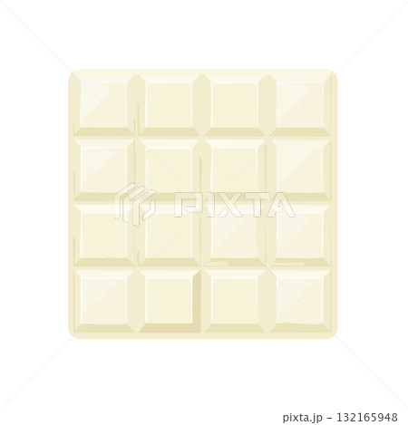 均等な四角いブロックが特徴のなめらかなホワイトチョコレートバーのフラットイラストレーション 132165948