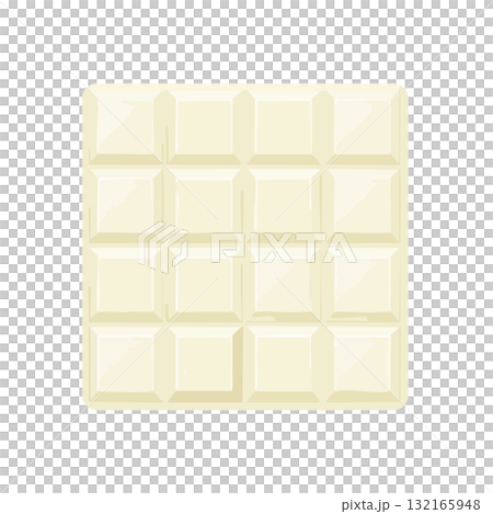均等な四角いブロックが特徴のなめらかなホワイトチョコレートバーのフラットイラストレーション 132165948