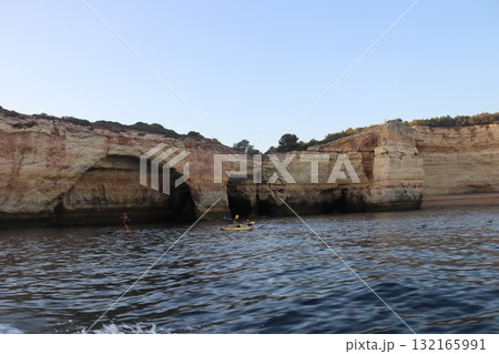 Sunlit Coastal Cliff in Algarve, Portugal Sunlit Coastal Cliff in Algarve, Portugal 132165991