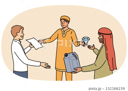 Business people exchange valuable resources among themselves, dressed in national clothes Business people exchange valuable resources among themselves, dressed in national clothes 132166239