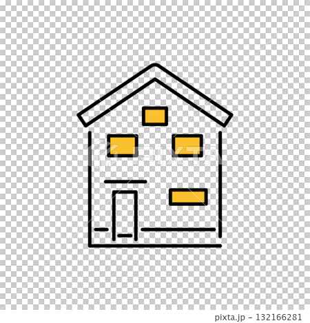 黄色アクセント細い線の家アイコン03 132166281