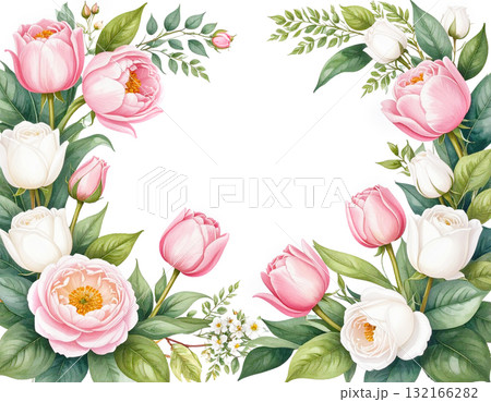 チューリップのフレーム背景 132166282