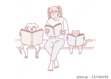 Reading book and funny education concept. 132166289