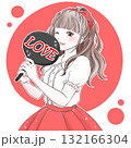 うちわを持って推し活を楽しむ女性レッド 132166304