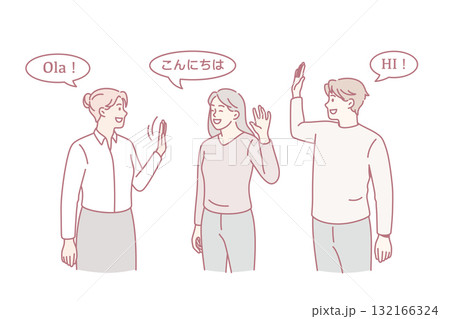 Various nationalities communication and greeting concept Various nationalities communication and greeting concept 132166324