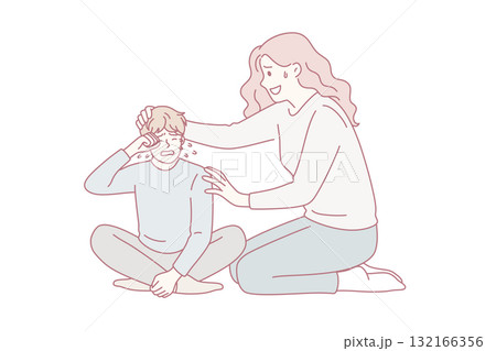 Consoling and communication with children concept. 132166356