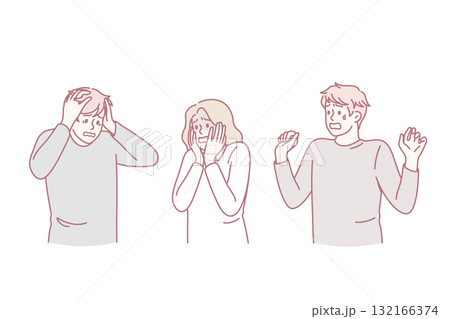 Panic and being scared concept 132166374