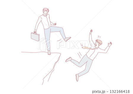 Businessman kick male rival off cliff 132166418