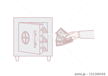 Man put money in vault making investment 132166438