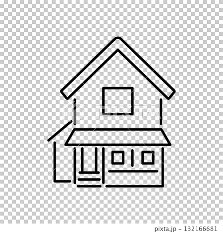 細い線のシンプル家アイコン04 細い線のシンプル家アイコン04 132166681