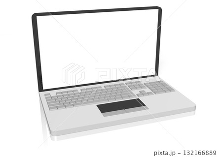 Laptop with empty screen on white background - 3D illustration Laptop with empty screen on white background - 3D illustration 132166889