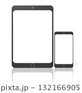 Tablet and cell phone with empty screen on white background - 3D illustration 132166905