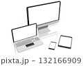 Computer monitor, laptop, smartphone and tablet with empty screens on white background 132166909