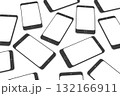 Many smartphones with empty screens isolated on white background - 3D illustration 132166911
