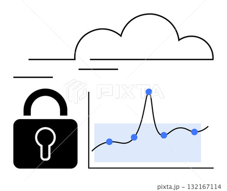 Cloud lock, and graph emphasize secure data analysis in digital environments. Ideal for cyber security, data protection, cloud computing, data analysis, technology, privacy, secure data strategy Cloud lock, and graph emphasize secure data analysis in digital environments. Ideal for cyber security, data protection, cloud computing, data analysis, technology, privacy, secure data strategy 132167114