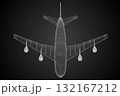 Passenger jet plane - 3D wireframe illustration 132167212