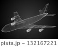 Passenger jet plane - 3D wireframe illustration 132167221