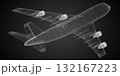 Passenger jet plane - 3D wireframe illustration 132167223
